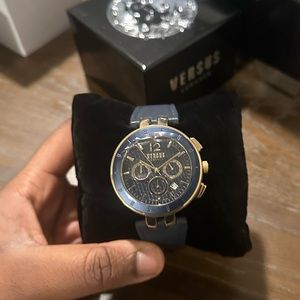 Blue and gold versus Versace watch men